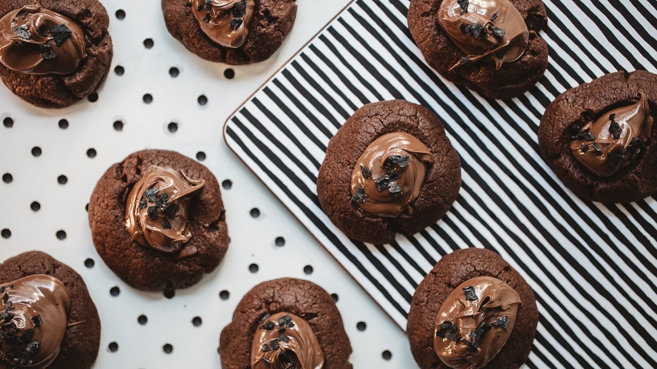 Chocolate Hazelnut Thumbprint Cookies