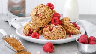 Banana Raspberry Coconut Cookies